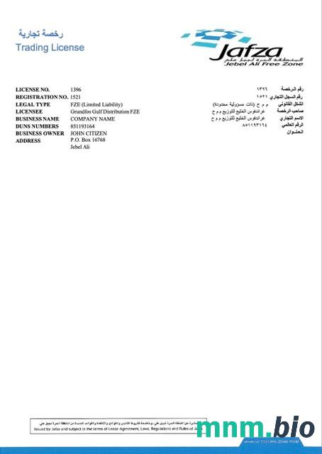 UAE Dubai trading license Word i szablon PDF, version 3